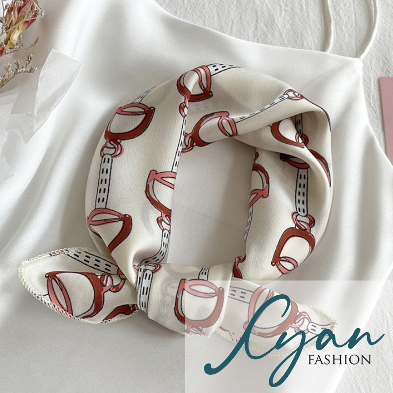 &quot;Aeryn&quot; 50x50 cm Mini scarf, Scarf Leher, Scarf Tas, Bahan Silk Immitation