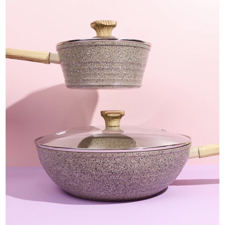 Stein Steincookware Paket Carrara / Wok 32cm + Sauce Pan 18cm wajan penggorengan original granite GERMANY GREBLON STEIN