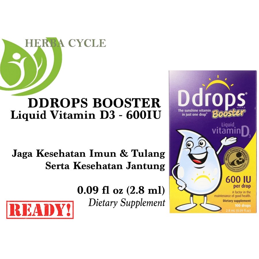 Ddrops Booster Vitamin D3 Liquid 600IU 2.8ml Vit D3 Imun Sehat ORI USA