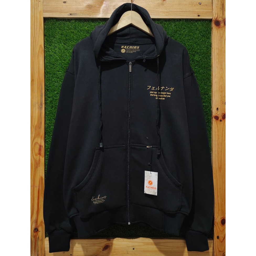 Hoodie Zipper Pria Original Distro Warna Hitam Sweater Hodie Resleting Premium Kachios MR DEE Jaket 