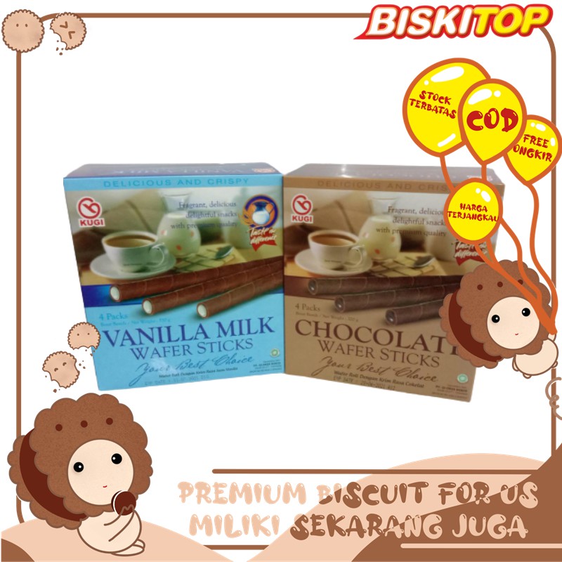

BISKITOP - KUGI WAFER STICK 320g Biskuit Anak Dewasa Enak Renyah Biscuit Rasa Vanilla Coklat Terbaru