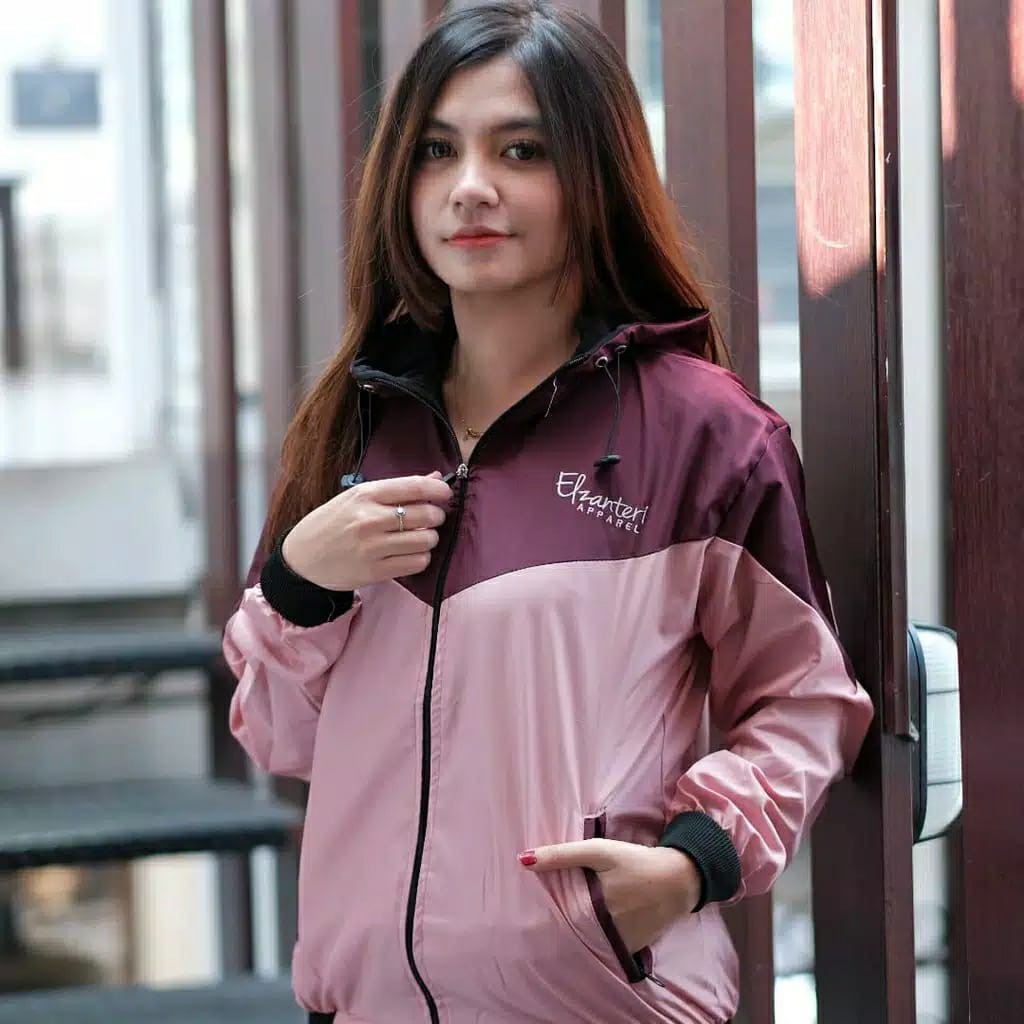 Jaket wanita Parasut / jaket casual-Maroon-dustypink
