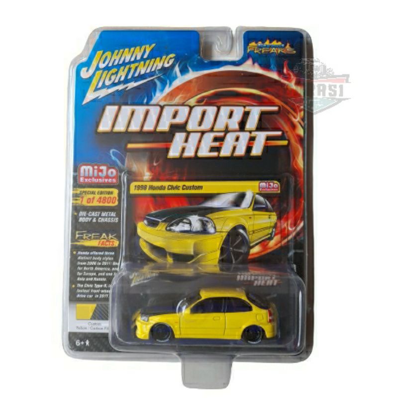Johnny Lightning Honda Civic Custom Yellow/Carbon Fiber