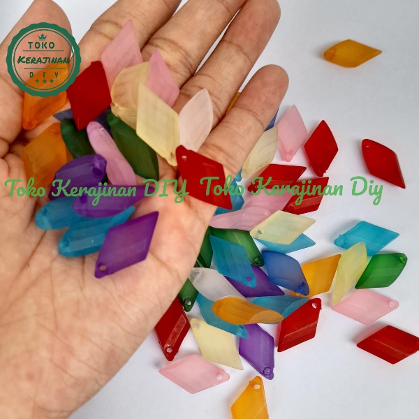 [ 20 pcs ] Mote Manik Ketupat Ice Doff Mute Manik Akrilik Daun Mosa