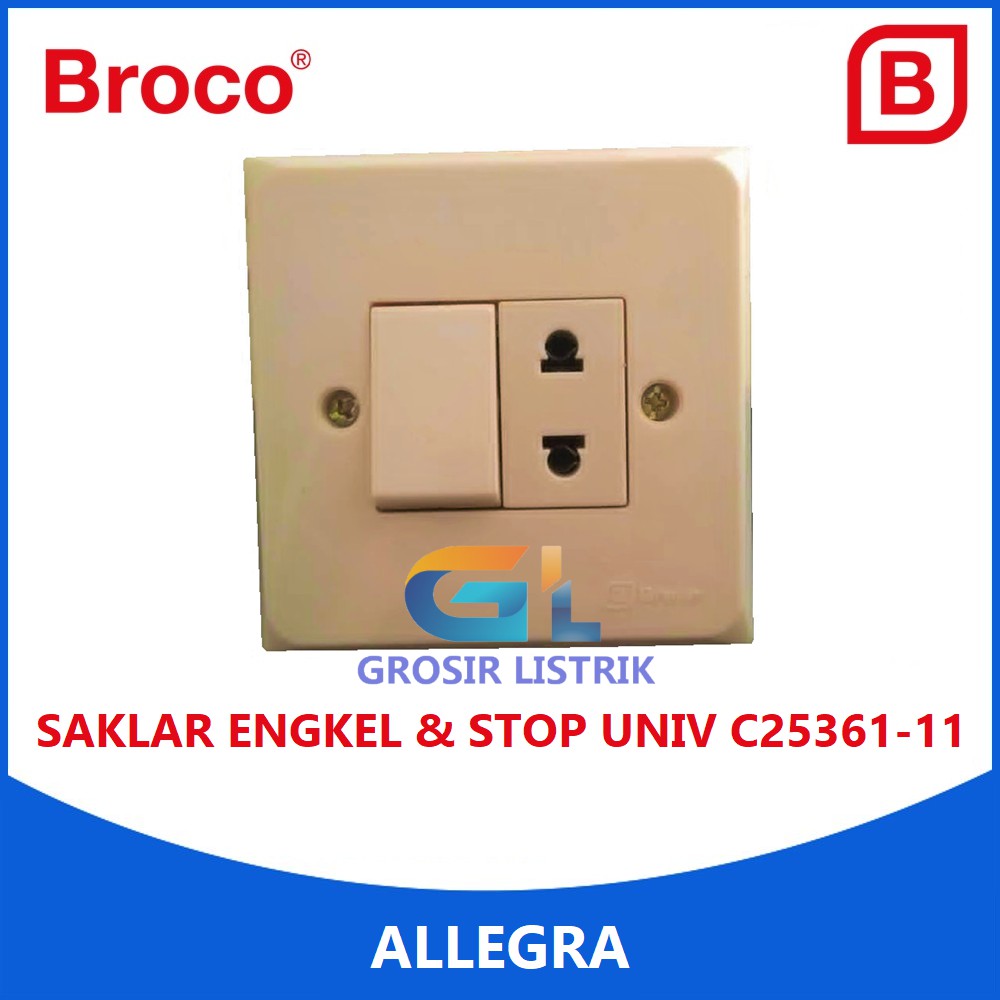 Broco Allegra Saklar Engkel + Stop Kontak Cream C25361 (Single) C25361-11 Original Grosir Promo Ori