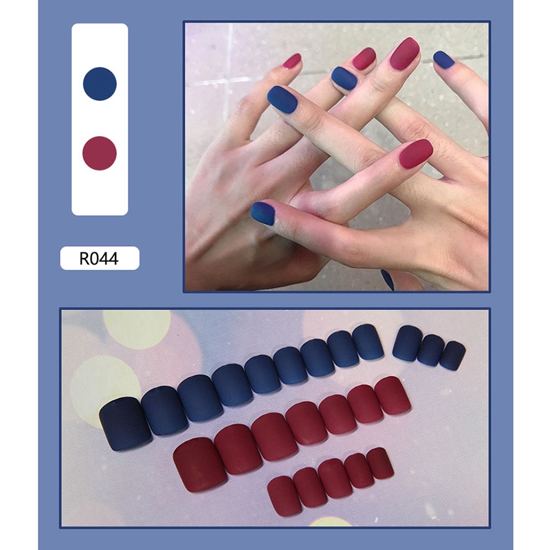 R041-r060 24pcs / box Kuku Palsu Full Cover Untuk Nail Art