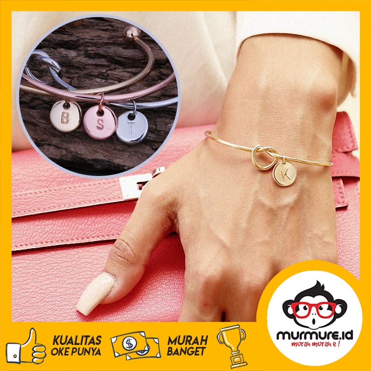 MURMURE.ID |  PART 1 | GELANG BANGLE MOTIF 26 HURUF ABJAD ALFABET WANITA FASHION IMPORT MURAH GELANG