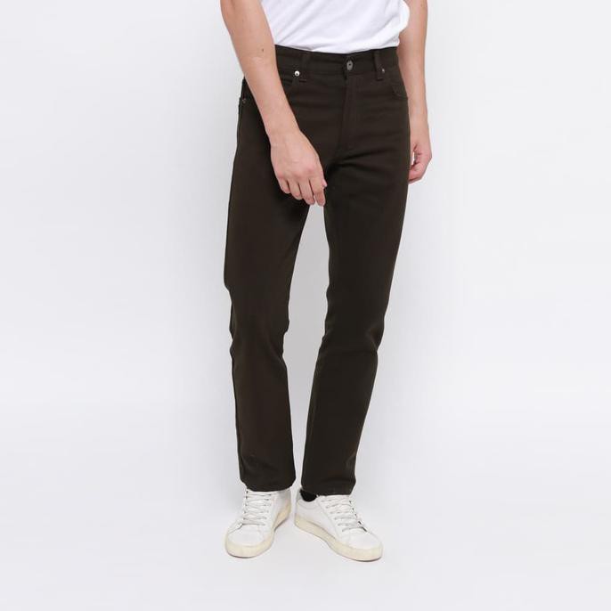 New Product Edwin Celana Jeans Milan-018 Regular Fit Pria Panjang Army Green - Hijau Tua, 28 Free