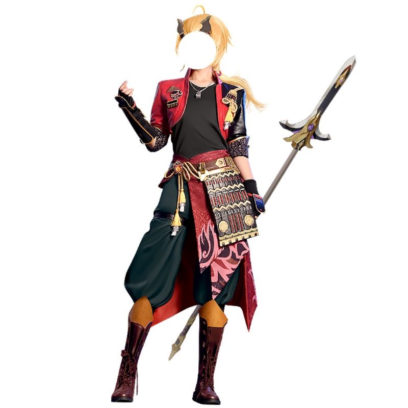 [ RENTAL ] Thoma Kostum Cosplay Genshin Impact Sewa Brand Gimeng HQ Size L XL Wig Manmei Boots