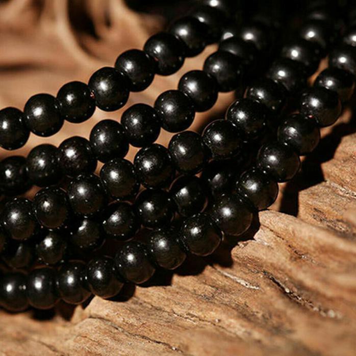 TASBIH KALUNG KAYU BUDDHA 216 WARNA HITAM POLOS