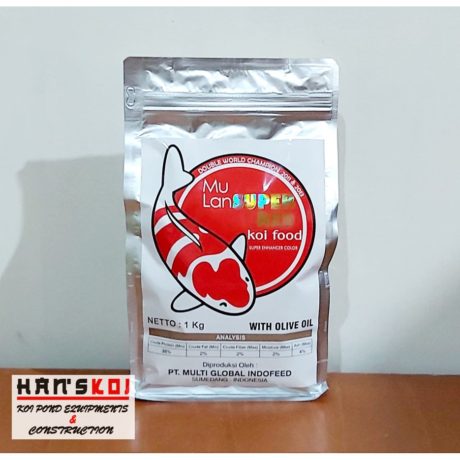 Pakan Ikan/Pelet Koi Mulan Koi Food Super Red Colour Enhancer 1 kg