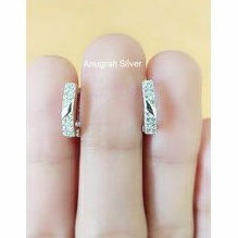 (COD)Anting jepit fashion wanita remaja dan dewasa kotak perak asli 925/silver lapisan emas putih murni.