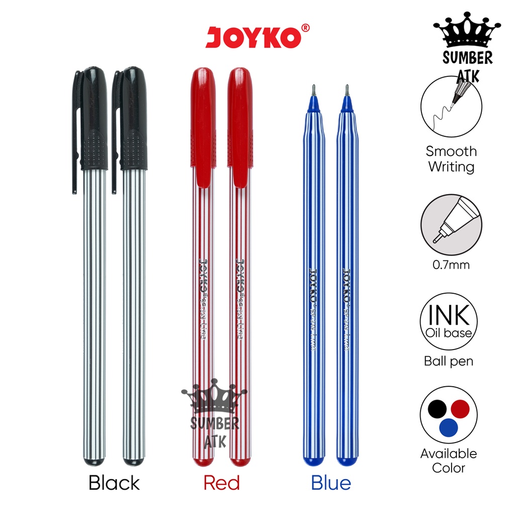 

Ball Pen / Pulpen / Pena Joyko BP-249 / 12 PCS / Lino / 0.7 mm Hitam Biru dan Merah