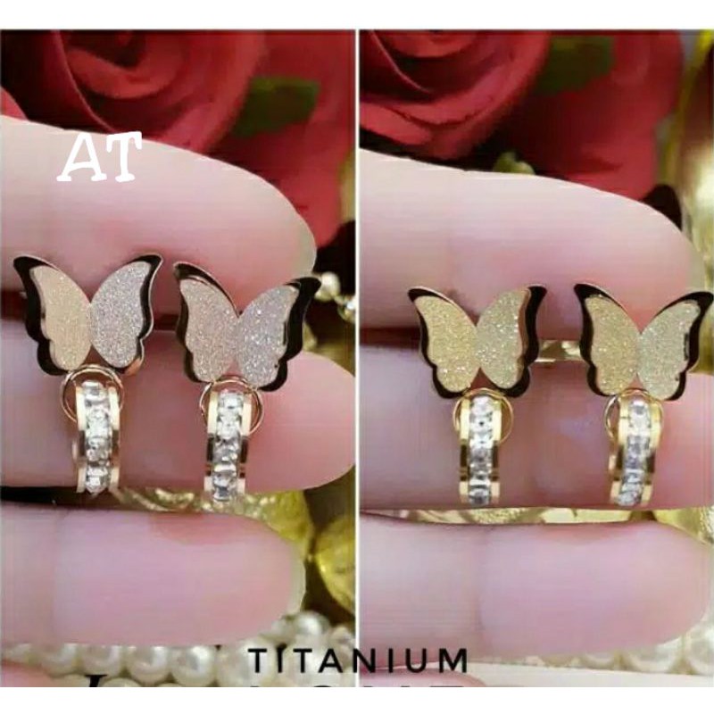 Anting Buterfly kupu-kupu titanium anti karat&amp;alergi