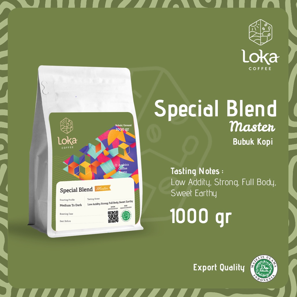 

LOKA COFFEE Kopi Master Blend - Kopi Arabica Biji Kopi / Bubuk Kopi Fresh Asli - 1000 gr