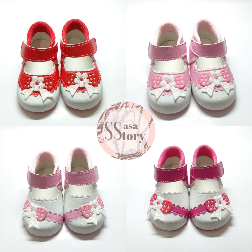 SEPATU BAYI PREWALKER BABY BAYI ANAK PEREMPUAN 0-12 BULAN PITA 0-12 BULAN AP01