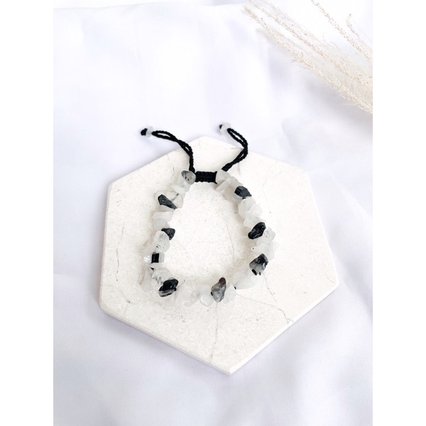 Gelang tali Etnik / Gelang Batu Kerikil Asli /Gelang batu chip / Gelang batu vintage/ Gelag abstrak / Gelang batu pecah/gelang murah-Moonstone (ge)