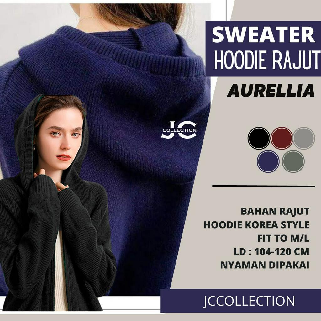 Jaket Hoodie Rajut Roundhand Aurell Ariiel Sweater Jempol polos- JCCollections