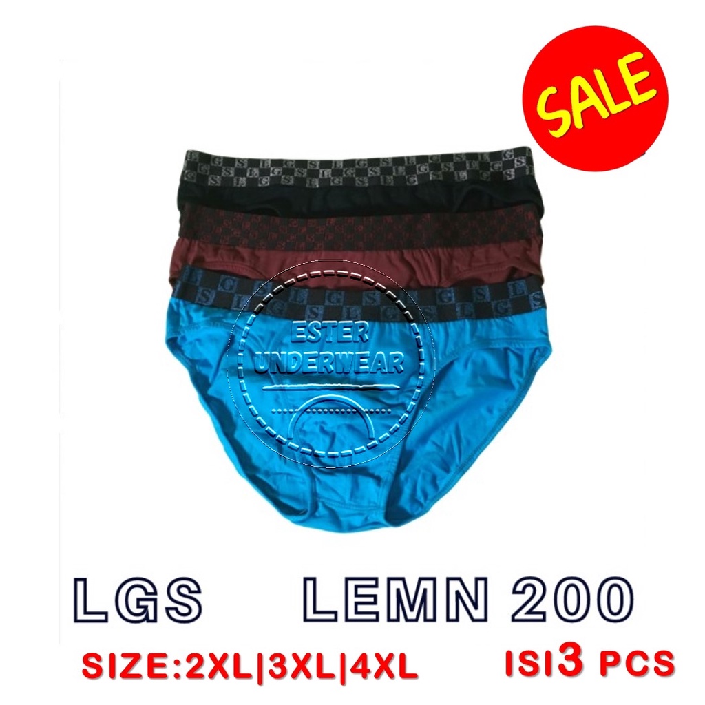 Celana Dalam Pria Big Size LGS 200 ISI 3Pcs/Pack Bahan Katun