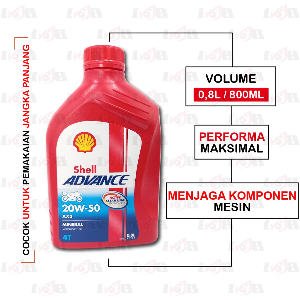 Oli Shell Advance AX3 Premium Mineral 800ml Motor Bebek 4T API SG JASO MA 0.8L