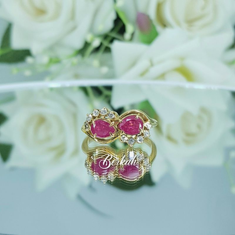 Cincin emas berlian asli natural diamond batu ruby