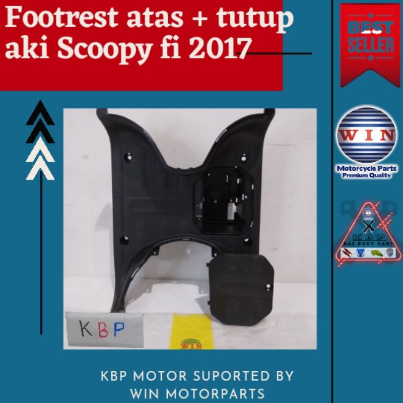 Pijakan Kaki + Tutup Aki Scoopy 110 FI 2017 2018 2019 2020 | footrest atas WIN | bordes injakan moto
