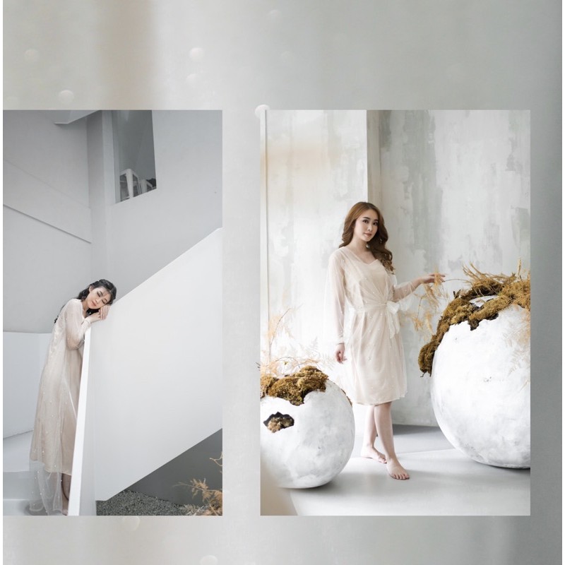 𝙏𝙪𝙩𝙪𝙡𝙡𝙚 Pearlie Robe Nude Wedding Robe Pengantin Kimono Wedding Kimono Pengantin