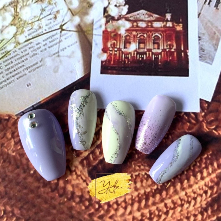 Lilac Glitter/ Premium Press On Nails / Fake Nails/ Nail Tip/ Kuku palsu/ Wedding Nails