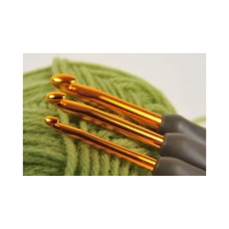 Hakpen (Alat/Jarum Rajut) Tulip ETIMO ABU - Gold / ETIMO Gray Crochet Hooks - GUNTING GOLD SET
