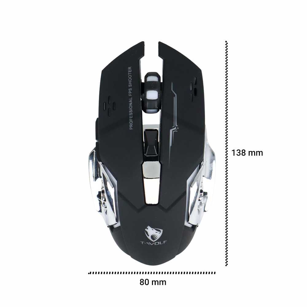 T-WOLF Wireless Gaming Mouse LED Light 2400 DPI - Q13 ( Al-Yusi )