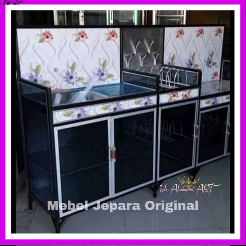 Meja Kompor & Wastafel & Rak Piring Bahan Alumunium Kaca