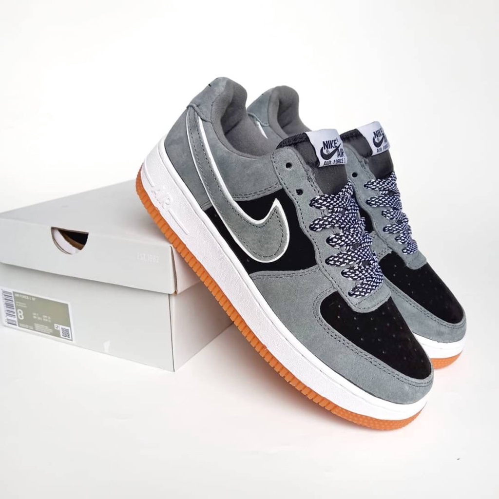 SEPATU NIKE AIR FORCE 1 LOW BLACK DARK GREY REFLECTIVE // SEPATU OLAHRAGA NIKE ORIGINAL PREMIUM 100%