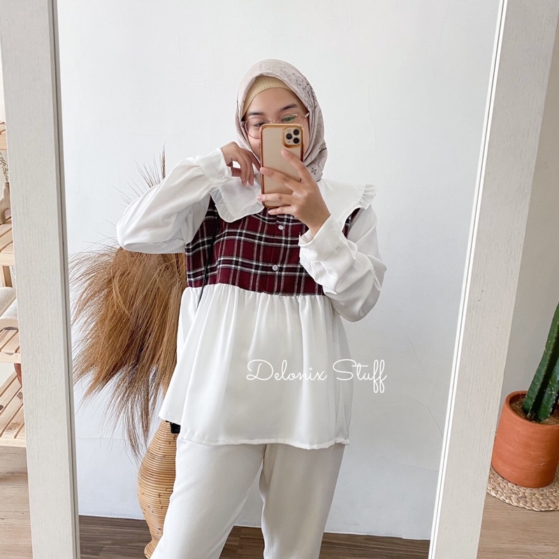 Shelby flanel peplum top