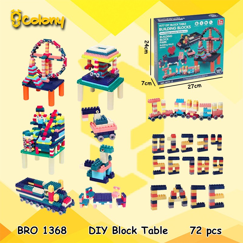 Meja Belajar Multifungsi Lego Block Bricks DIY Building Set