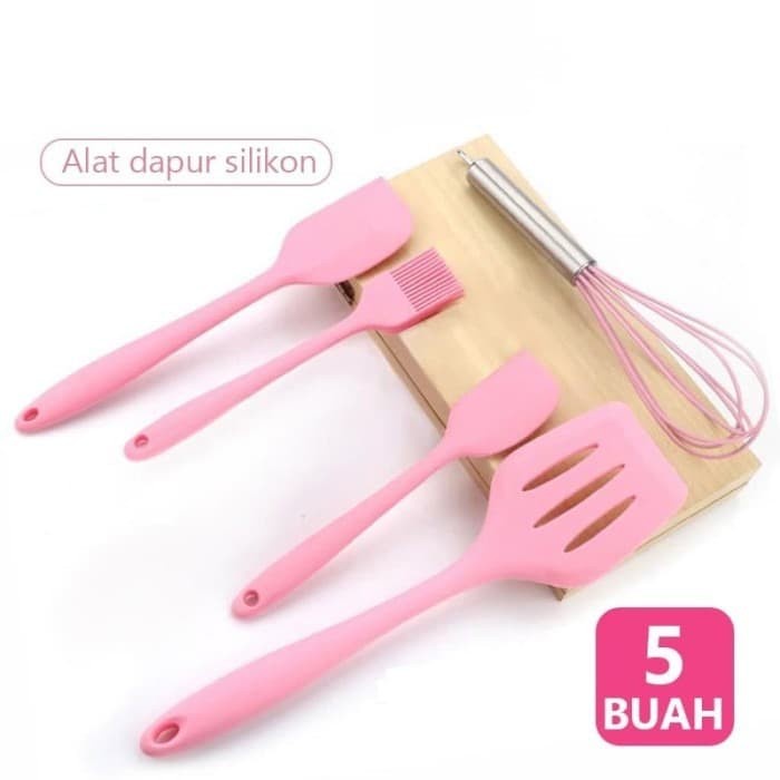 ALAT MASAK SPATULA SET 5 PCS SILIKON SUTIL KITCHEN UTENSIL TAHAN PANAS