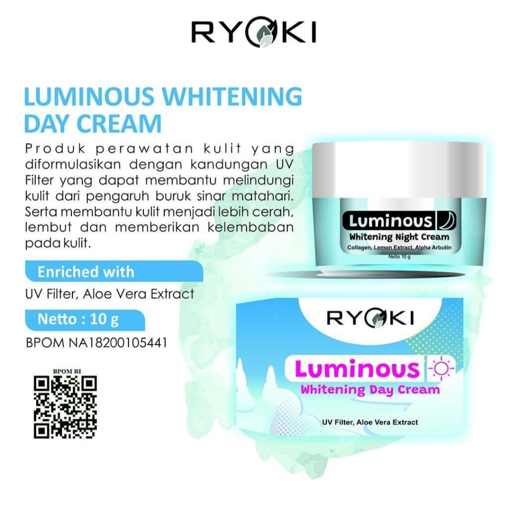 RYOKI Pemutih Wajah Alami Cream Pagi 10gr Original Bpom Aman Murah Gratis Ongkir Bisa COD