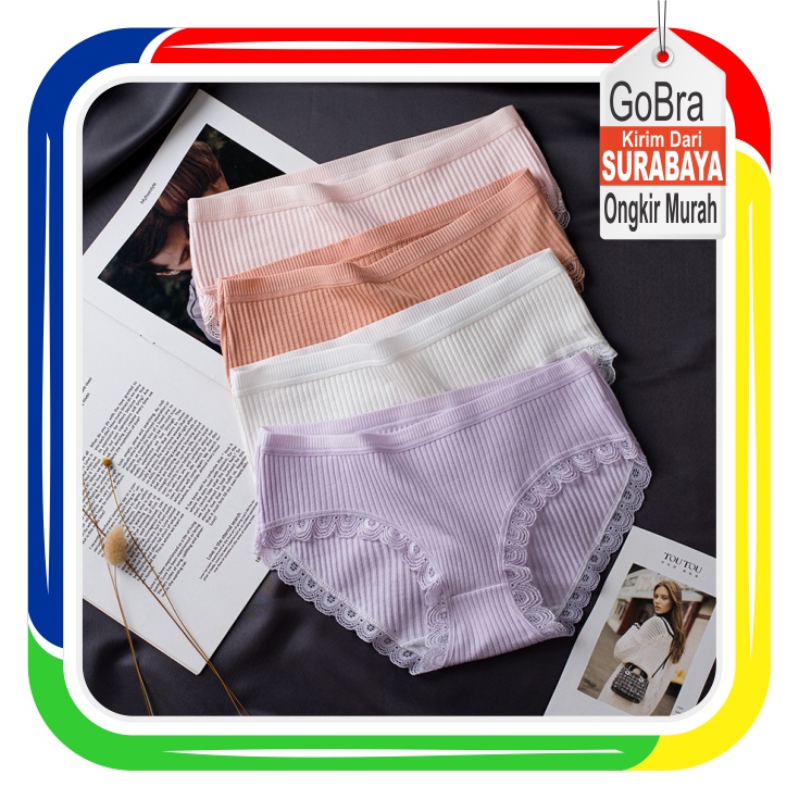 Gobra ♕ PW069 Celana Dalam Wanita CD NO PITA Menstruasi Celana Brief Seamless CD Pakaian Dalam Import