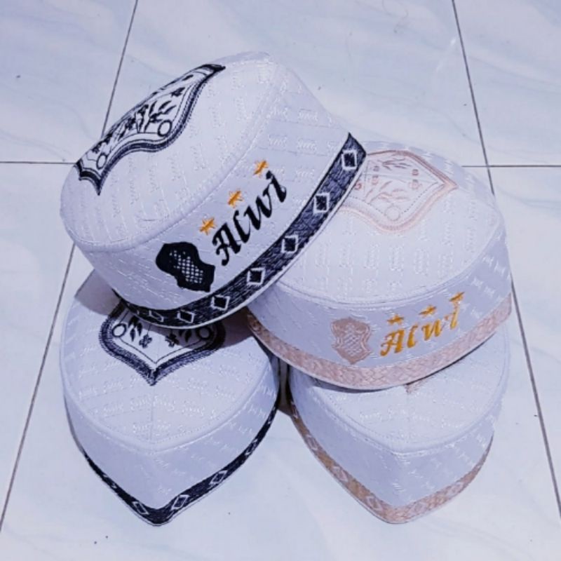 Peci Anak Custom Bordir Nama Peci Putih Peci Nama Putih Trompah