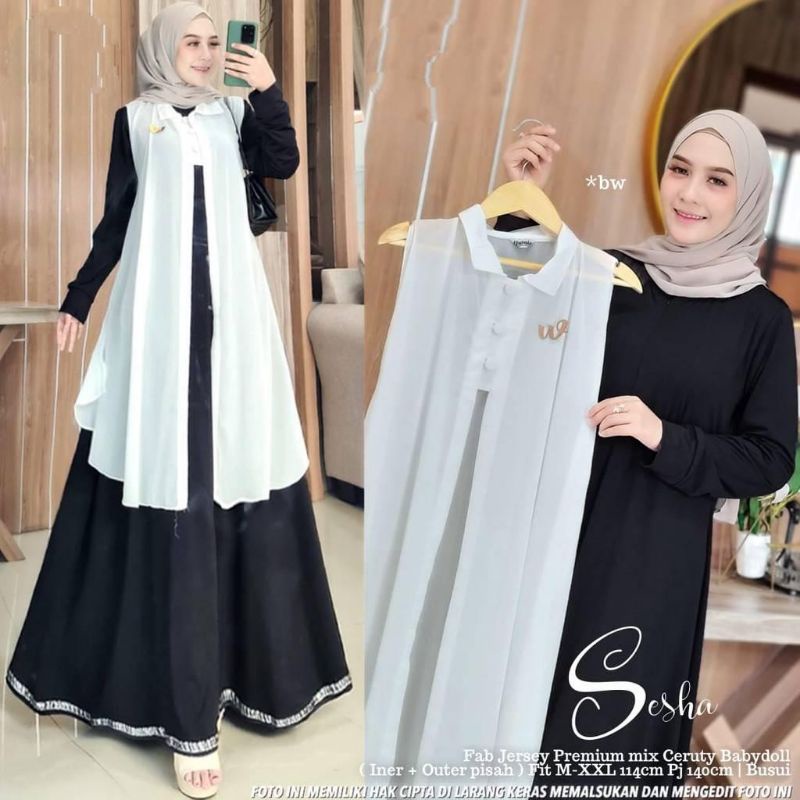 gamis-dress+rompi (Busui friendly+wudhu friendly)