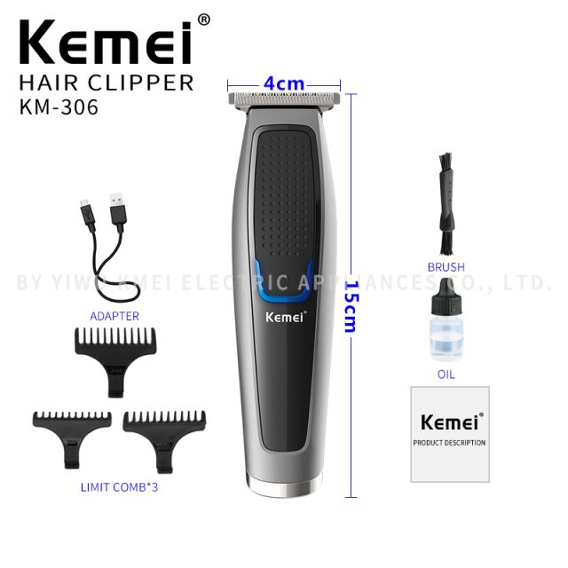 Kemei KM-306 USB Hair Clipper All Metal Men Electric Cordless