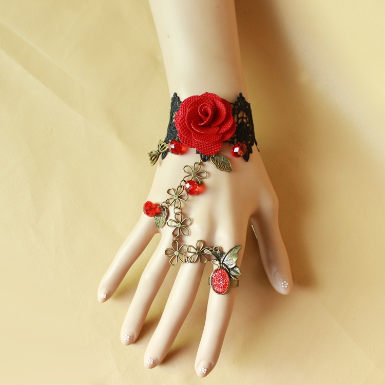 Women Flowers Bracelet Set Ring 8512