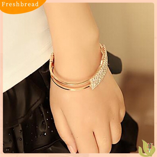 [Fresh] Gelang Bangle Cuff Kristal Bling Elegan untuk Hadiah Wanita