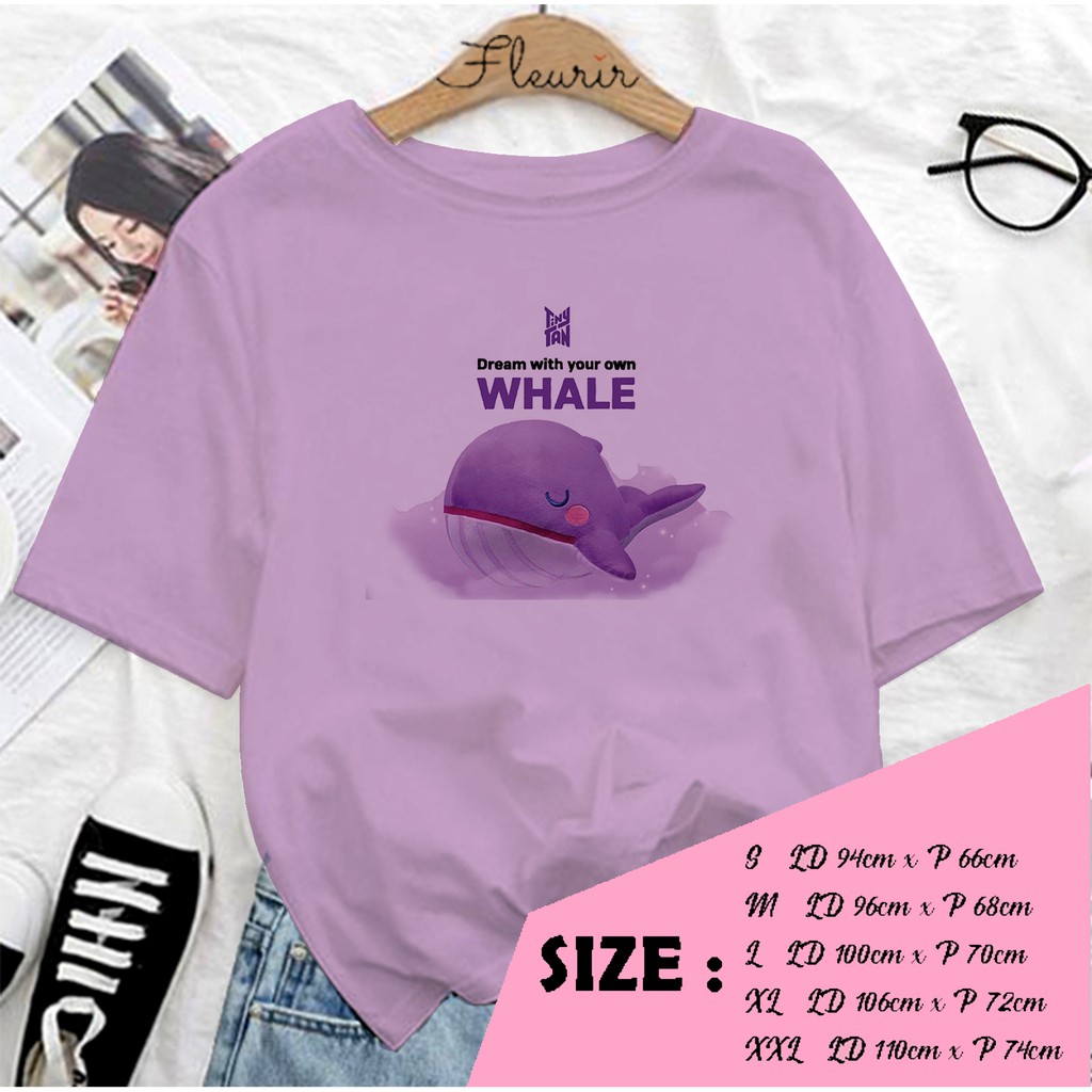 FLEURIR - KAOS  TINYTAN WHALE KAOS OVERSIZE KATUN KAOS WANITA DEWASA TUMBLR TEE