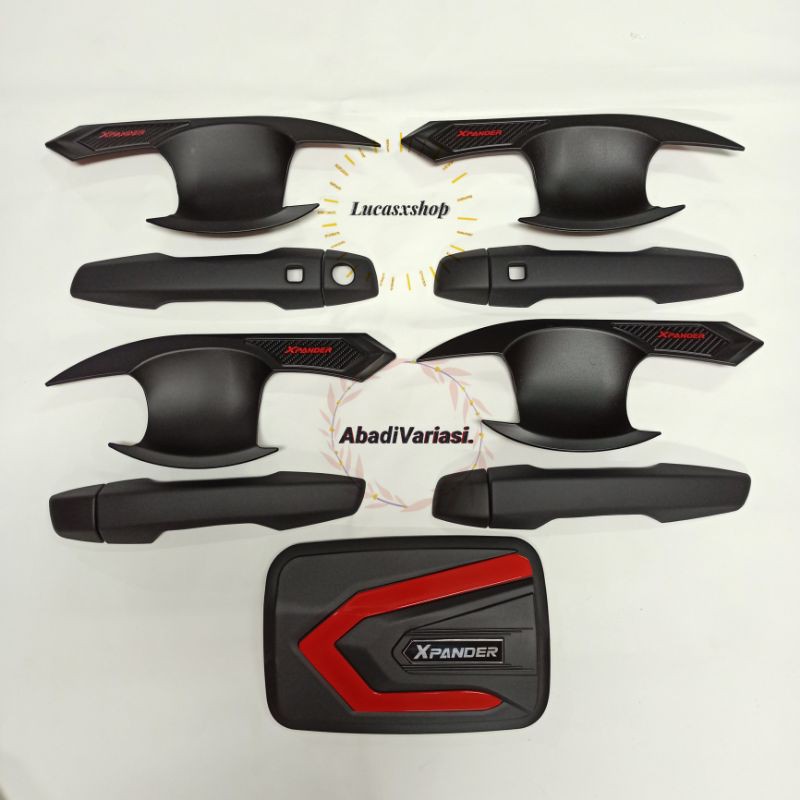 Paket Outer Handle Tank Cover Mobil Xpander Hitam Kombinasi Merah