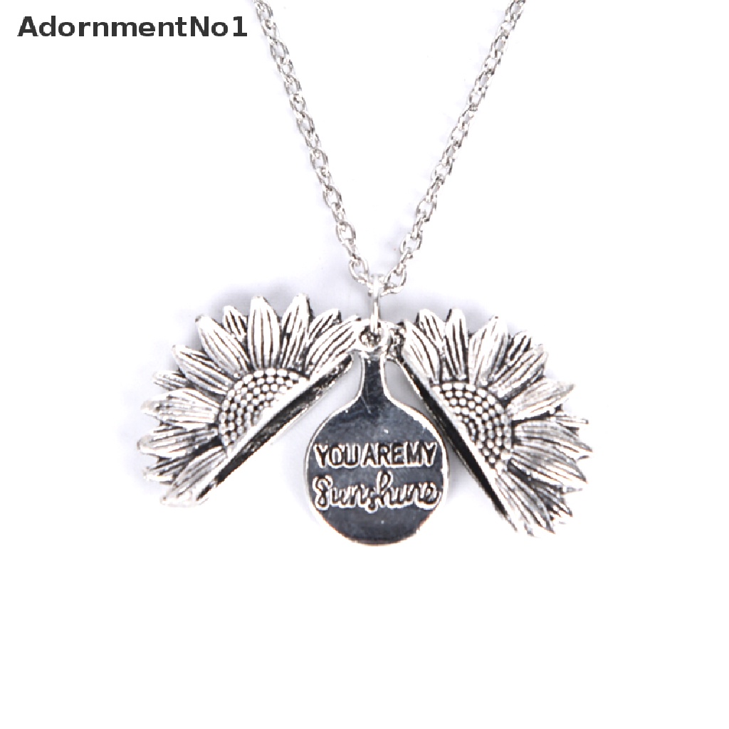 (AdornmentNo1) Kalung Rantai Dengan Liontin Bunga Matahari + Tulisan You Are My Sunshine Untuk Wanita