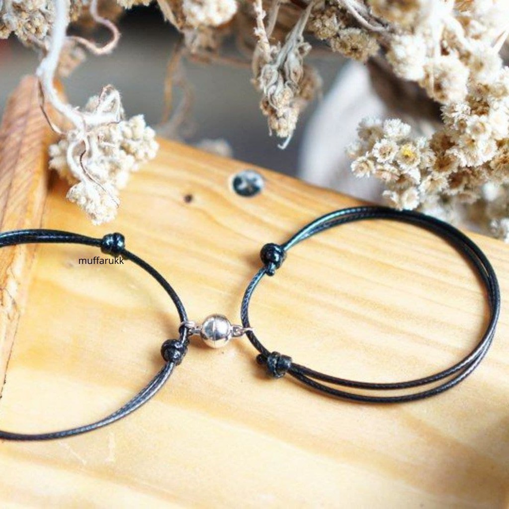 cod GELANG COUPLE POLOS MAGNET TALI ANTI AIR / GELANG MAGNETIC CLAPS COUPLE ( beli 10 free 1 pasang)-POLOS + MAGNET