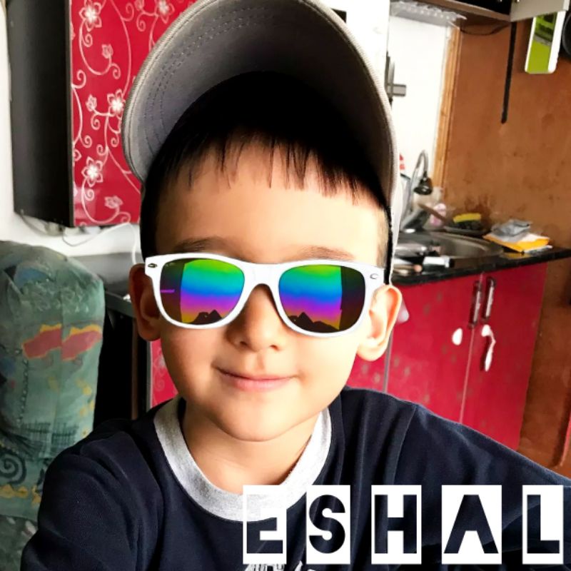 Kacamata Hitam Anak Gaya Fashion Anti UV / KACAMATA ANAK COWOK CEWEK-Putih Pelangi