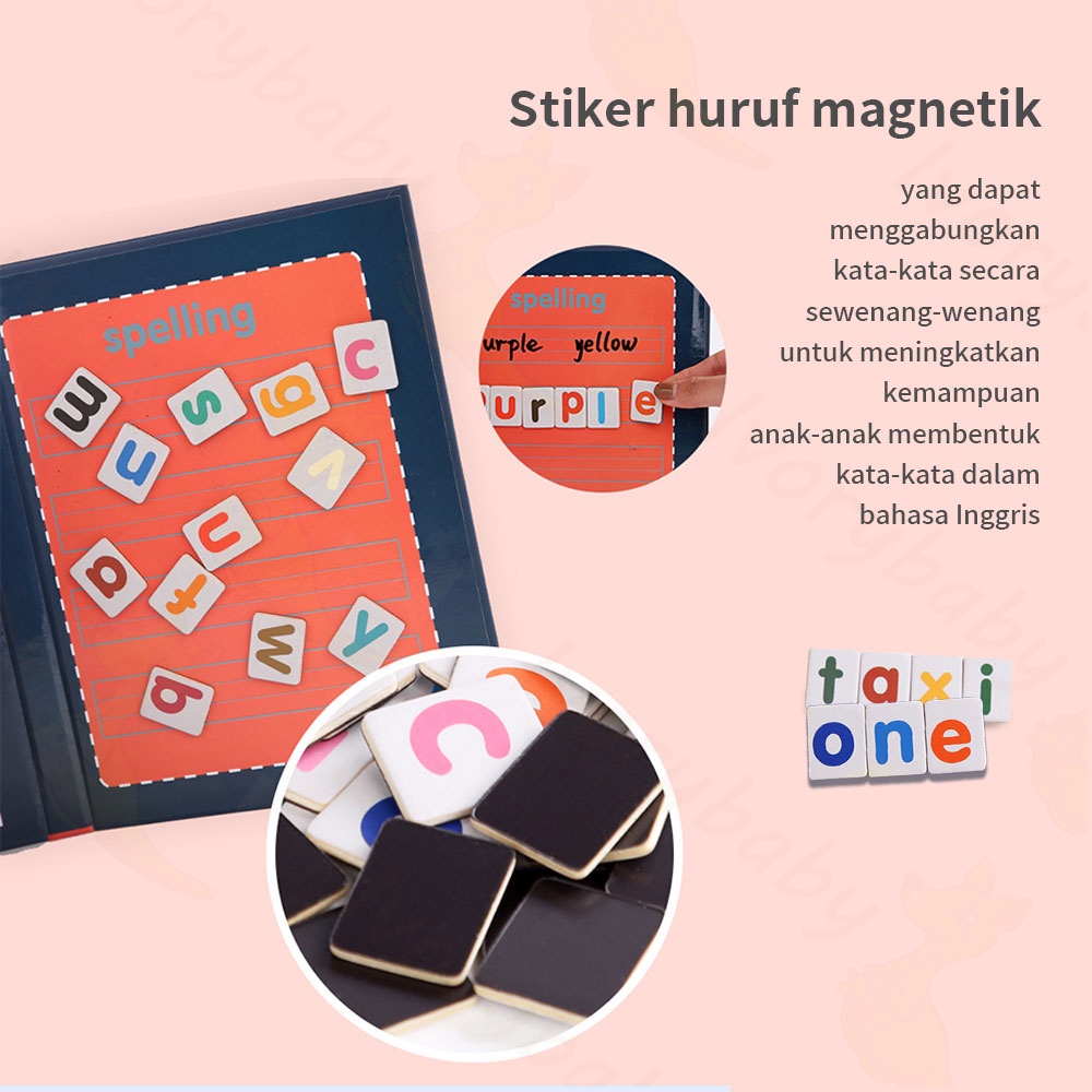 Ivorybaby Mainan edukasi anak magnet book buku belajar menulis huruf dan angka