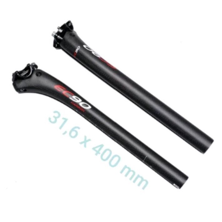 Seatpost Tiang Dudukan Jok Saddle Sepeda Full Carbon 400 x 31.6 MM EC90 Black Hitam Road Bike Mtb tiang sadel sepeda bahan carbon