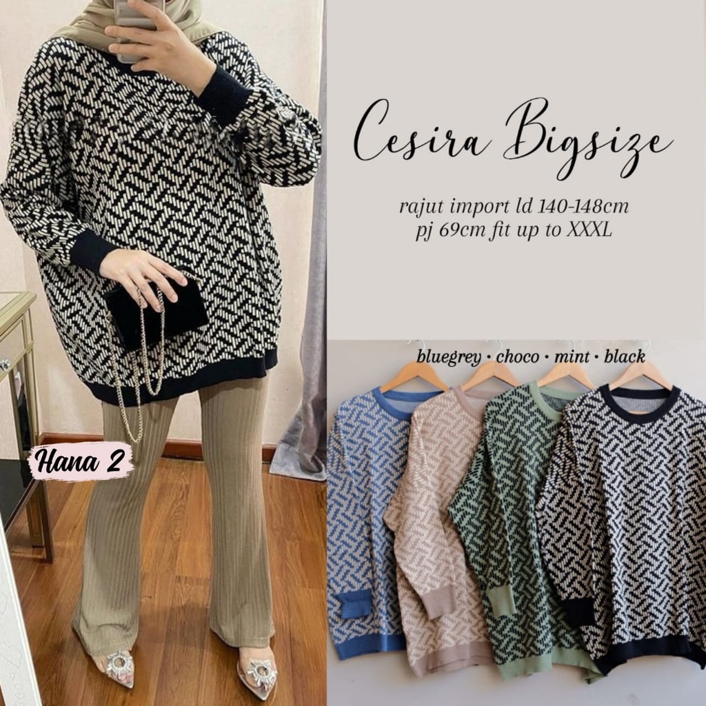 CESIRA BIGSIZE BLOUSE MOTIF RAJUT JUMBO ORI HANA